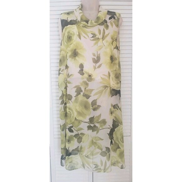 CONNECTED APPAREL CHIFFON FLORAL TRAPEZE DRESS SZ 14 - Picture 1 of 8